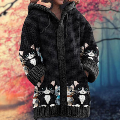 Rosalie - Soft sweater with hood and buttons
