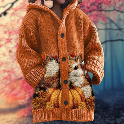 Rosalie - Soft sweater with hood and buttons