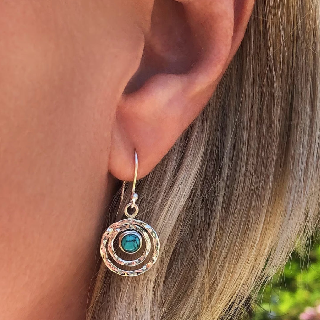 Boho Saturn Earrings with Turquoise