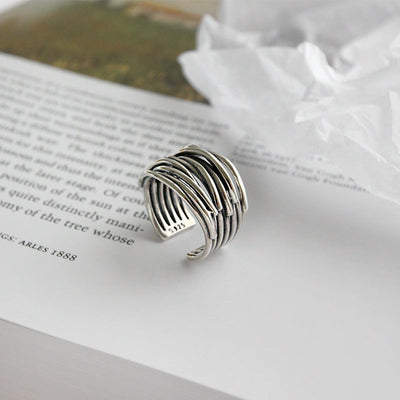 Adjustable Silver Layered Ring