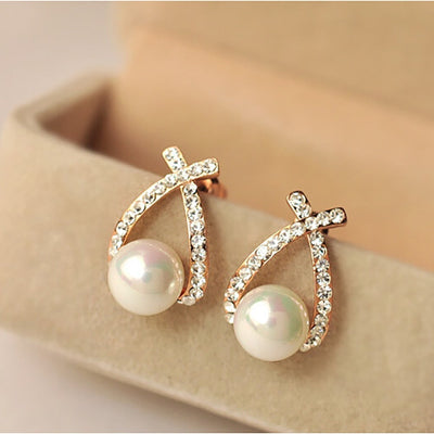 Earrings with Pearls and Glitter