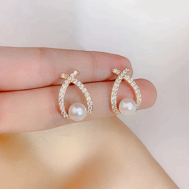 Earrings with Pearls and Glitter