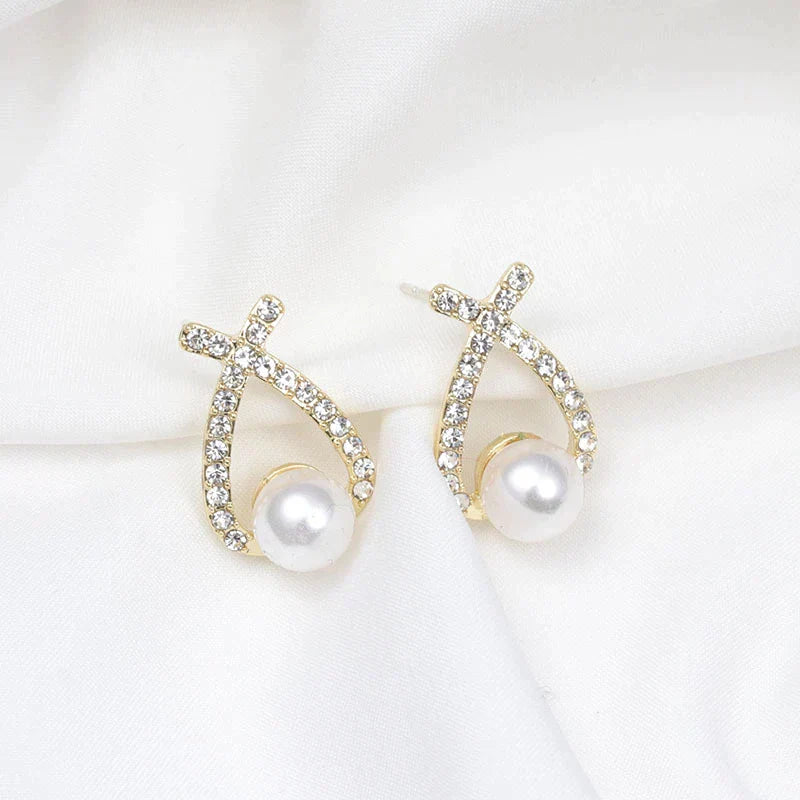 Earrings with Pearls and Glitter