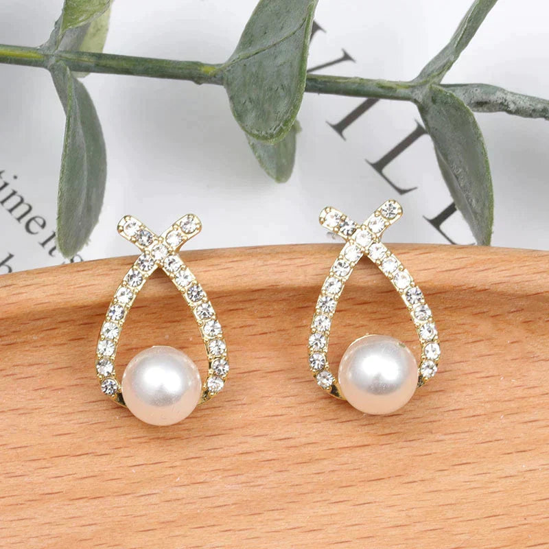 Earrings with Pearls and Glitter