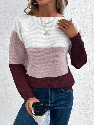 Lorain™ | Elegant tricolour patchwork jumper