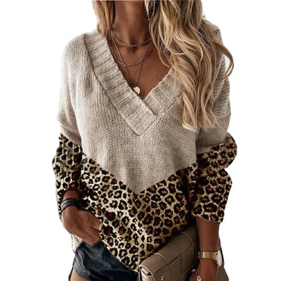 Lorain™ | V-Neck Leopard Sweater