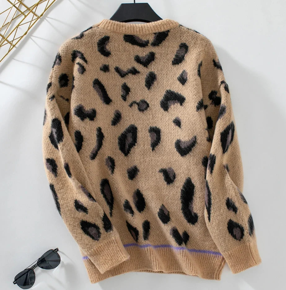 Lorain™ | Leopard Print Wool Jacquard Sweater