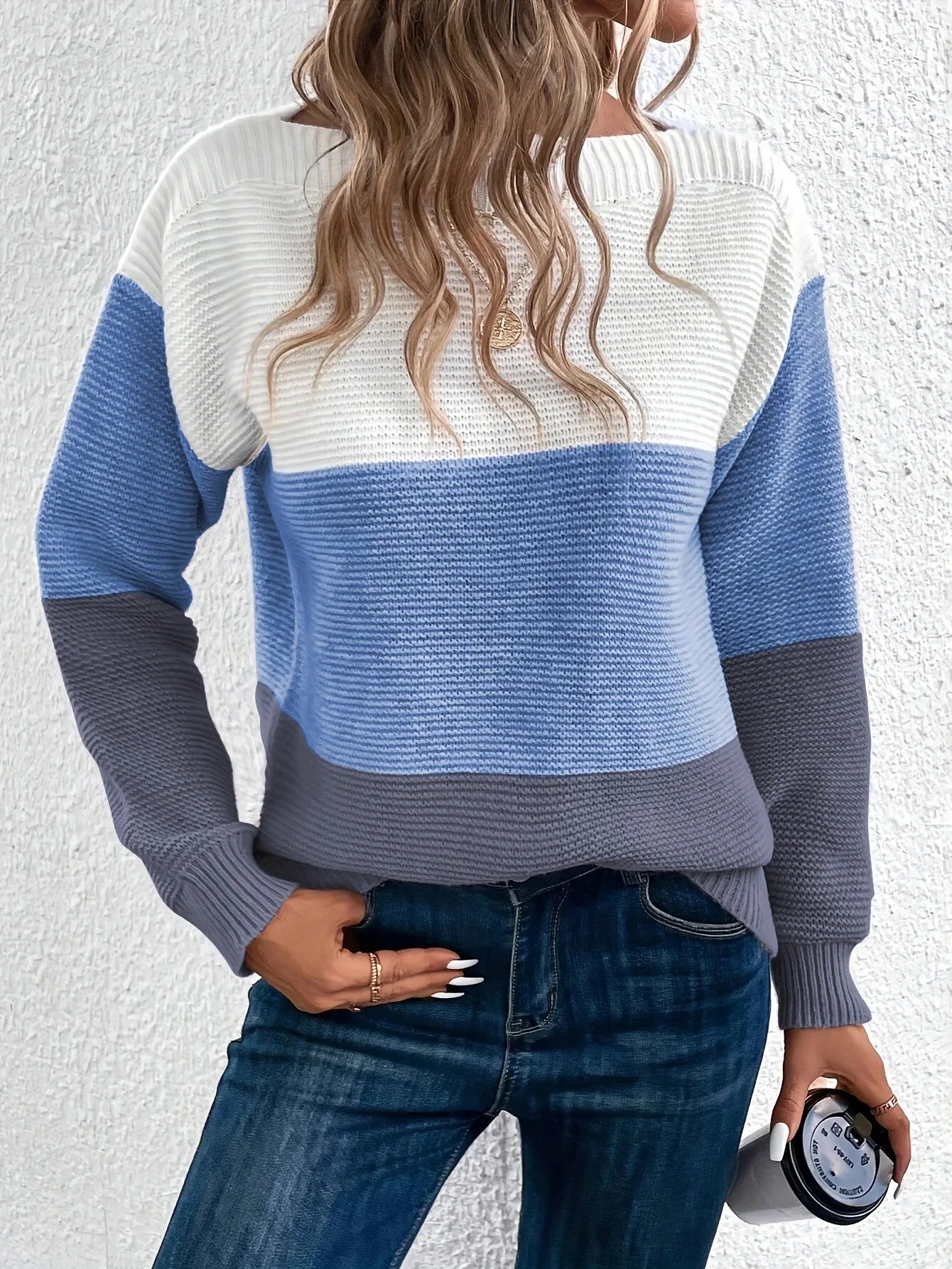 Lorain™ | Elegant tricolour patchwork jumper