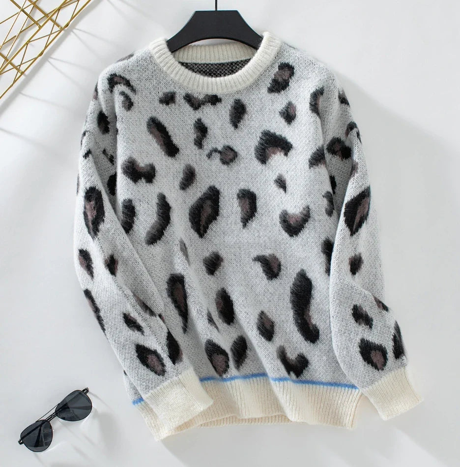 Lorain™ | Leopard Print Wool Jacquard Sweater