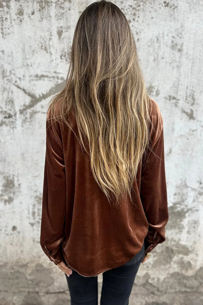 Eugenie | Velvet Button-Up Blouse