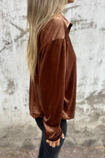 Eugenie | Velvet Button-Up Blouse