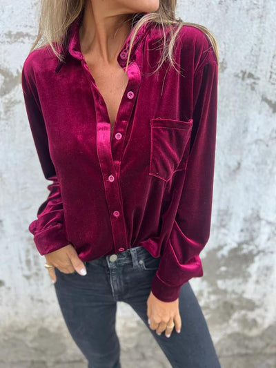 Eugenie | Velvet Button-Up Blouse
