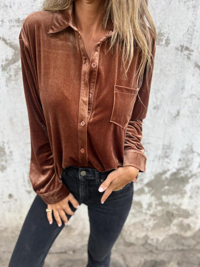 Eugenie | Velvet Button-Up Blouse